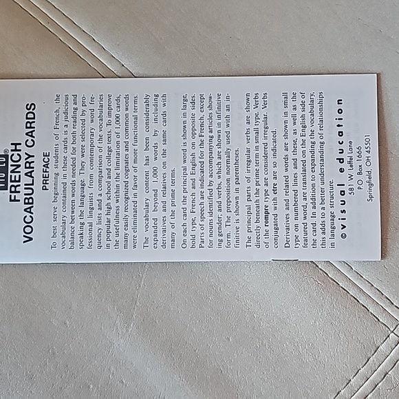 French Vocabulary Cards - Picture 5 of 5